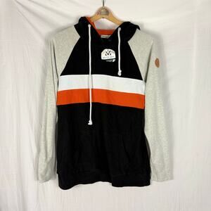 NWT Michelle Mae Hoodie Small Black Gray Orange Colorblock Pocket on Front